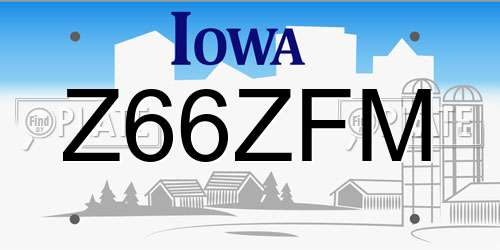 Z66ZFM Iowa License Plate
