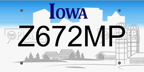 Z672MP Iowa License Plate