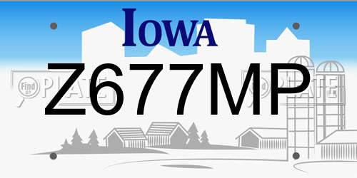 Z677MP Iowa License Plate