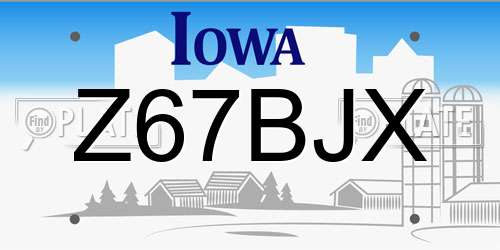 Z67BJX Iowa License Plate