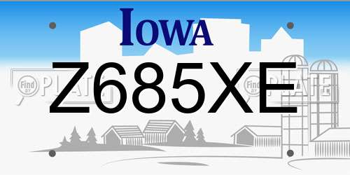 Z685XE Iowa License Plate