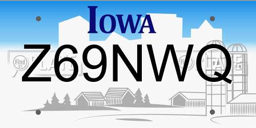 Z69NWQ Iowa License Plate