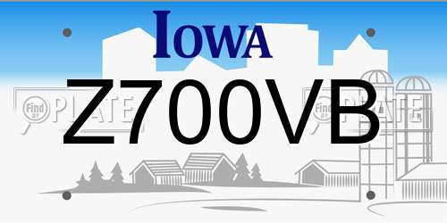 Z700VB Iowa License Plate