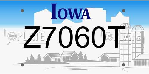 Z7060T Iowa License Plate