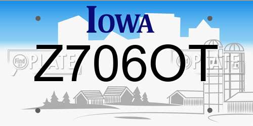 Z706OT Iowa License Plate