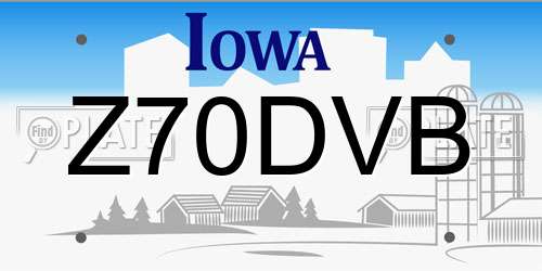 Z70DVB Iowa License Plate