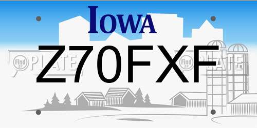Z70FXF Iowa License Plate