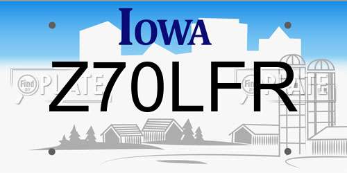 Z70LFR Iowa License Plate