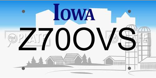 Z70OVS Iowa License Plate