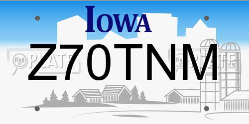 Z70TNM Iowa License Plate