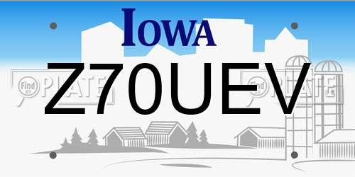Z70UEV Iowa License Plate