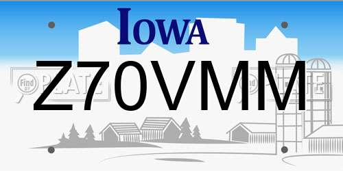 Z70VMM Iowa License Plate