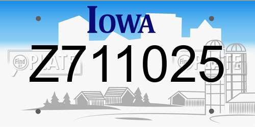 Z711025 Iowa License Plate