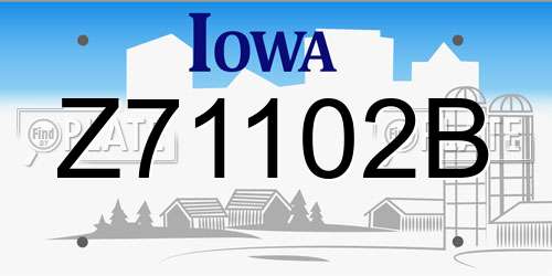 Z71102B Iowa License Plate
