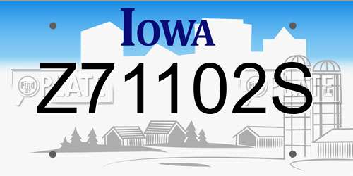 Z71102S Iowa License Plate
