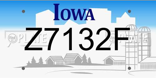 Z7132F Iowa License Plate
