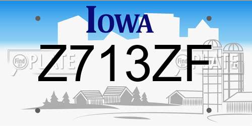 Z713ZF Iowa License Plate