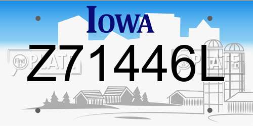 Z71446L Iowa License Plate