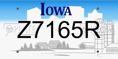 Z7165R Iowa License Plate