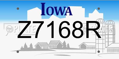 Z7168R Iowa License Plate