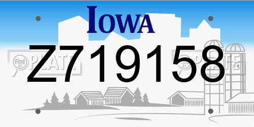 Z719158 Iowa License Plate