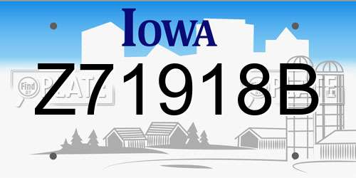 Z71918B Iowa License Plate