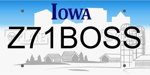Z71BOSS Iowa License Plate