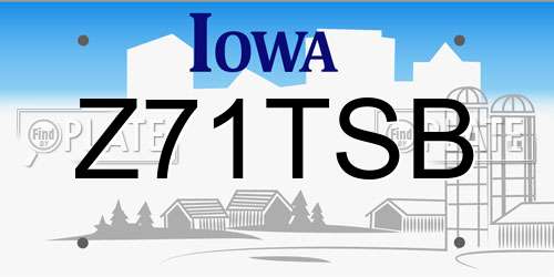 Z71TSB Iowa License Plate