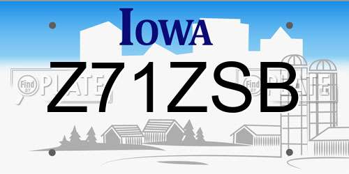 Z71ZSB Iowa License Plate