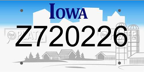 Z720226 Iowa License Plate