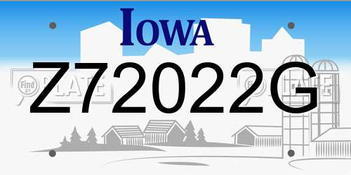 Z72022G Iowa License Plate