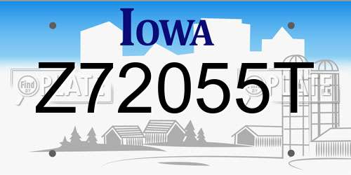 Z72055T Iowa License Plate
