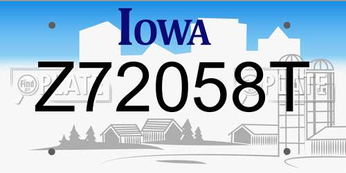Z72058T Iowa License Plate