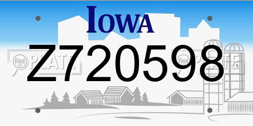 Z720598 Iowa License Plate