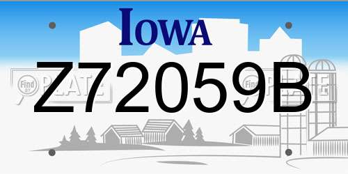 Z72059B Iowa License Plate