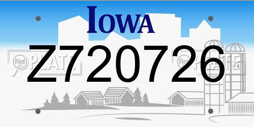 Z720726 Iowa License Plate
