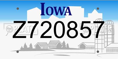 Z720857 Iowa License Plate