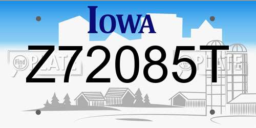 Z72085T Iowa License Plate