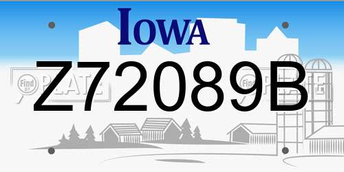 Z72089B Iowa License Plate