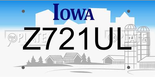 Z721UL Iowa License Plate