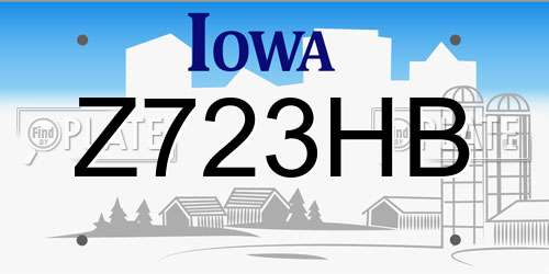 Z723HB Iowa License Plate