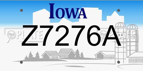 Z7276A Iowa License Plate