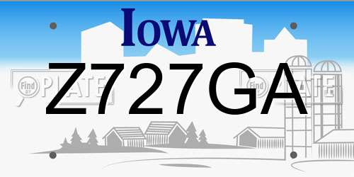 Z727GA Iowa License Plate