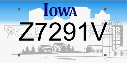 Z7291V Iowa License Plate