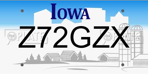 Z72GZX Iowa License Plate
