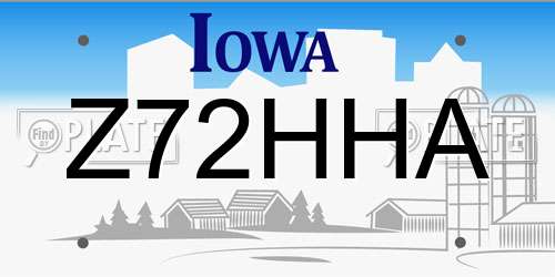 Z72HHA Iowa License Plate