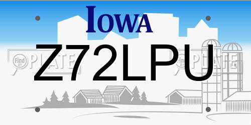 Z72LPU Iowa License Plate