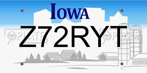 Z72RYT Iowa License Plate