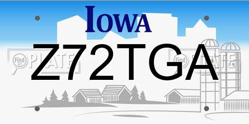 Z72TGA Iowa License Plate