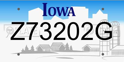 Z73202G Iowa License Plate